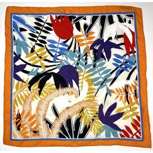 PARFAOIS 21" Square Orange Colorful Tropical Palm Print SCARF Resort Portugal